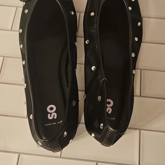 SO Black Gem Stone Polka Dot Women's Flats - Picture 3 of 6